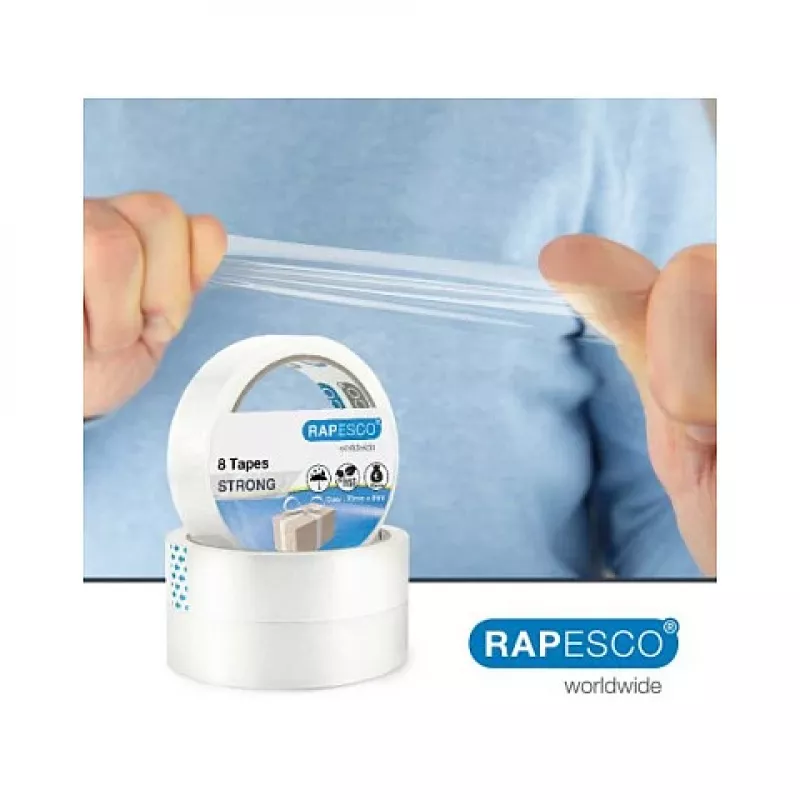 Rapesco 1808 läpinäkyvä teippi 25,5 mm x 66 m, 8 rullaa
