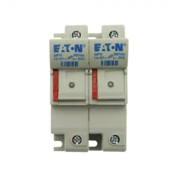 Eaton CH142DU 2-napainen sylinterimäinen sulakepidike, 50 A, 690 V AC, DIN-kiskokiinnitys, 14 x 51 mm