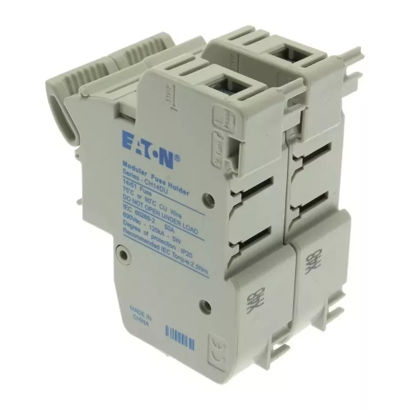 Eaton CH142DU 2-napainen sylinterimäinen sulakepidike, 50 A, 690 V AC, DIN-kiskokiinnitys, 14 x 51 mm