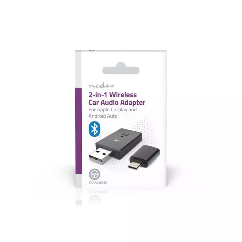 Nedis CKAA2400BK Bluetooth 5.0 USB-A sovitin musta 10 m kantama