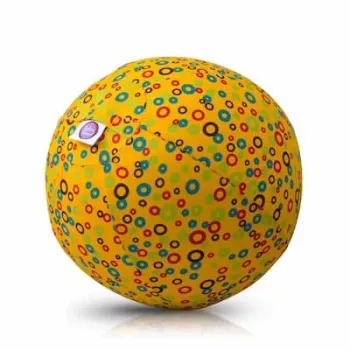 BUBA BLOON Bubabloon lateksipallo kangaspussilla, ympyrät keltainen