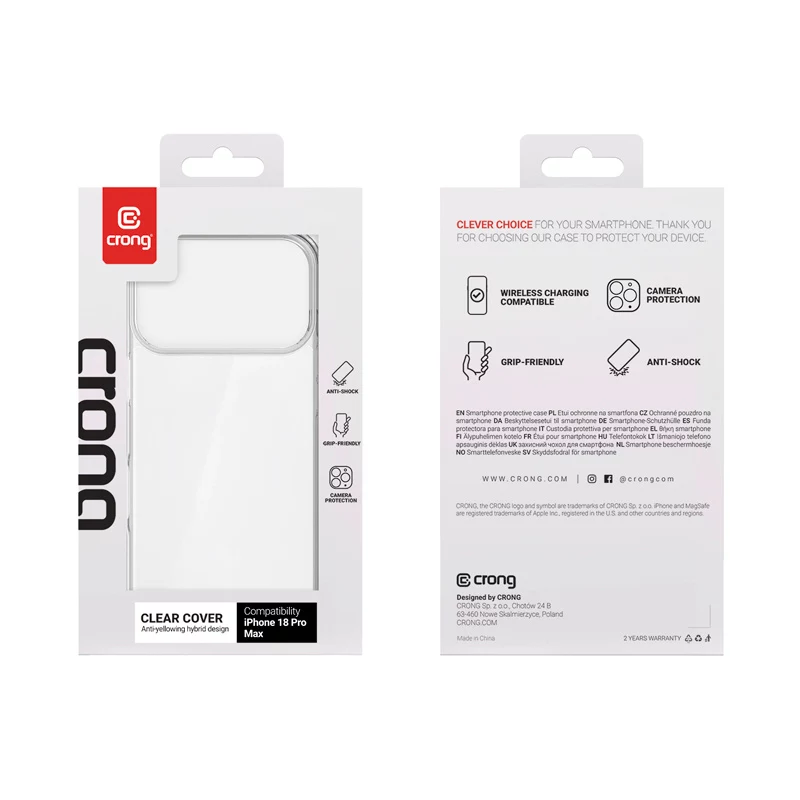Crong Clear Cover -suojakotelo Apple iPhone 18 Pro Max / 17 Pro Max - läpinäkyvä