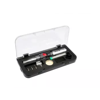 Yato YT-36706 kaasujuotin 1300°C butaanipoltin kuumailmapuhaltimella, musta/punainen/ruostumaton teräs