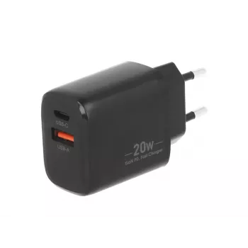MOVANO GaN 20W USB-C PD + USB-A laturi (musta)