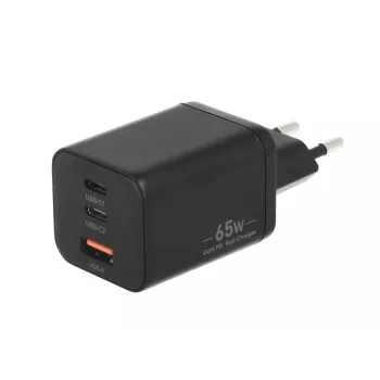 MOVANO GaN 65W 2x USB-C PD + USB-A laturi (musta)