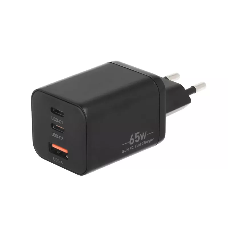 MOVANO GaN 65W 2x USB-C PD + USB-A laturi (musta)