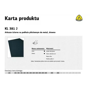 KLINGSPOR hiomakangaslehti P320 KL381J, 230 x 280 mm, 50 kpl:n pakkaus