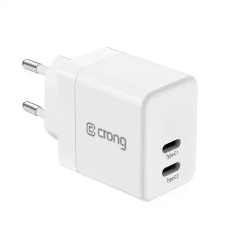 CRONG 35W Dual USB-C PD 3.0 PPS GaN seinälaturi - valkoinen
