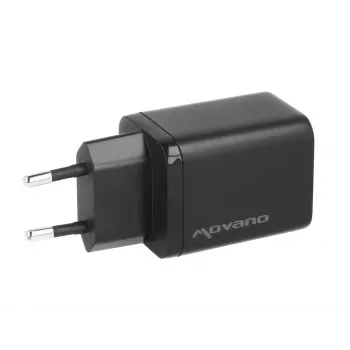 MOVANO GaN 45W USB-C PD + USB-A seinälaturi (musta)
