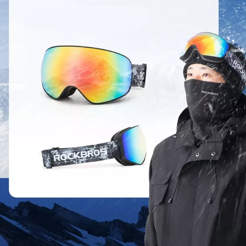 Rockbros SP284 lasten laskettelulasit Anti-Fog UV400 harmaa linssi punainen peili musta
