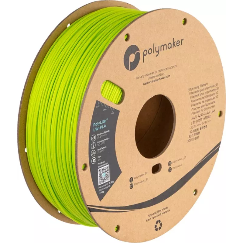 Polymaker PolyLite LW-PLA (PA08008) – musta, 1,75 mm, 0,8 kg