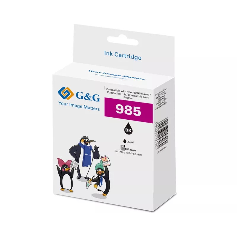 G&G yhteensopiva mustepatruuna Brother LC-985BK musta (18821)