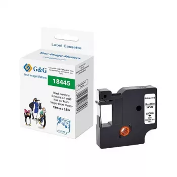 G&G Rhino 21680 yhteensopiva merkintänauha 19 mm musta valkoisella Dymo Rhino