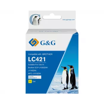 G&G yhteensopiva mustepatruuna Brother LC421Y keltainen (200 sivua) 20562