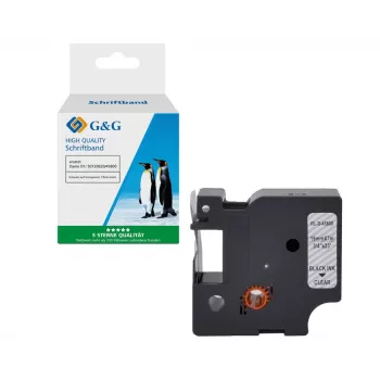 G&G yhteensopiva Dymo D1 merkintänauha 19 mm x 7 m musta läpinäkyvälle (5DY45800-TD)