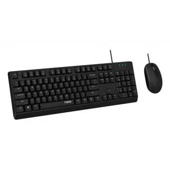 Rapoo NX1500 langallinen näppäimistö- ja hiirisarja, Full-Size QWERTZ, musta R-13100
