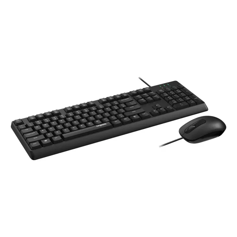 Rapoo NX1500 langallinen näppäimistö- ja hiirisarja, Full-Size QWERTZ, musta R-13100
