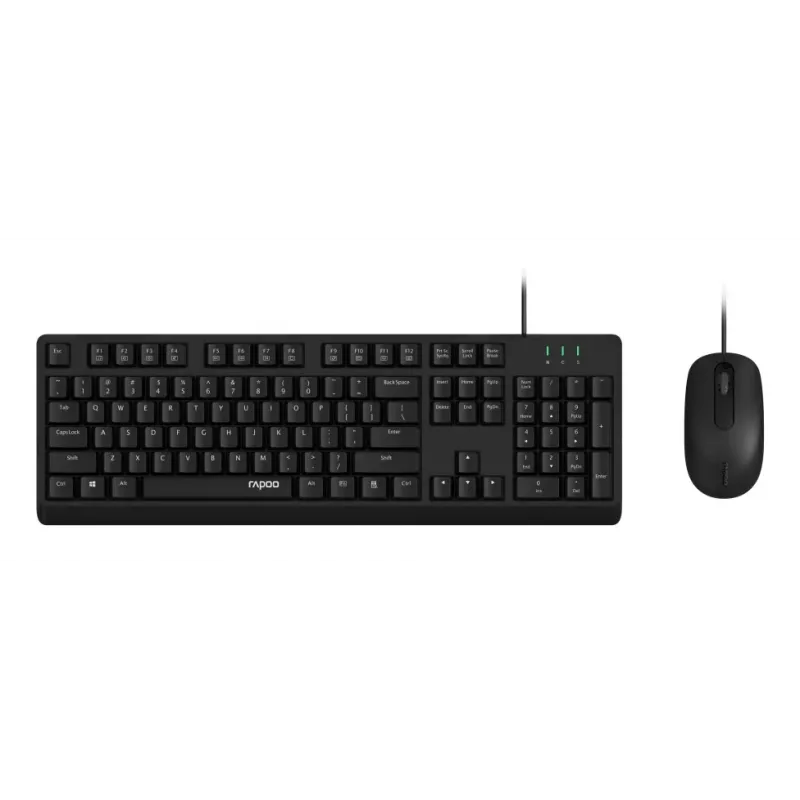 Rapoo NX1500 langallinen näppäimistö- ja hiirisarja, Full-Size QWERTZ, musta R-13100
