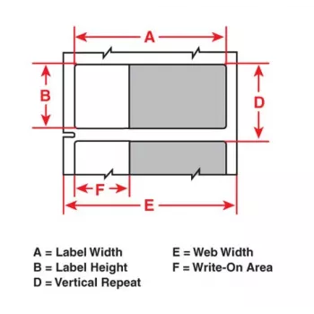 Brady THT-67-427-1.5 itselaminoituvat vinyylitarrat, valkoinen/läpinäkyvä, 50,8 x 19,05 mm, pysyvä, yksirivinen, kaapelin halkaisijalle enintään 12 mm, 1500 tarraa/rulla 030541