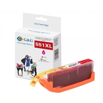 G&G XL mustepatruuna yhteensopiva Canon CLI-551M XL kanssa (magenta, suuri kapasiteetti) 14568