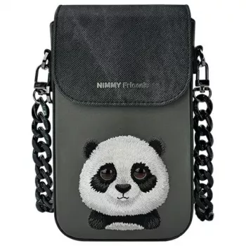 Nimmy Big Eyed Pet 2.0 Panda -puhelinlaukku - musta PU-nahka