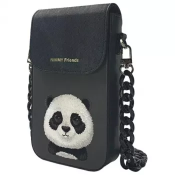 Nimmy Big Eyed Pet 2.0 Panda -puhelinlaukku - musta PU-nahka