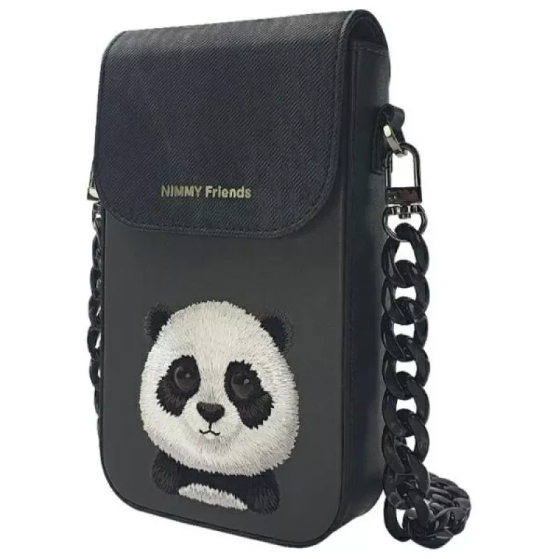 Nimmy Big Eyed Pet 2.0 Panda -puhelinlaukku - musta PU-nahka