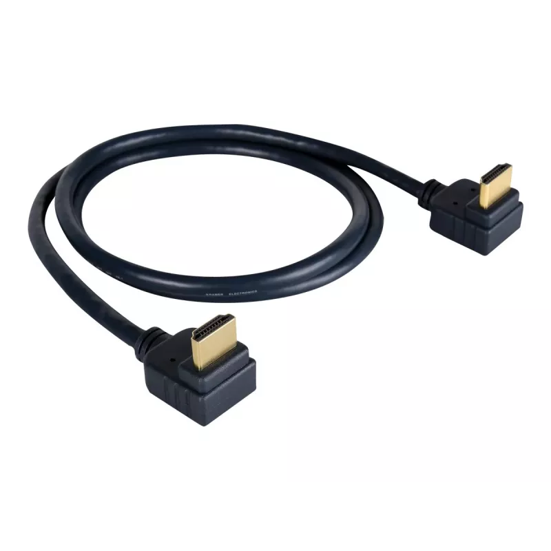 Kramer C-HM/RA2-sarja C-HM/RA2-6 High-Speed HDMI-kaapeli Ethernetillä, kulmaliitin HDMI uros - kulmaliitin HDMI uros, 1,8 m, kolminkertaisesti suojattu, harmaa, 4K-tuki 97-0144006