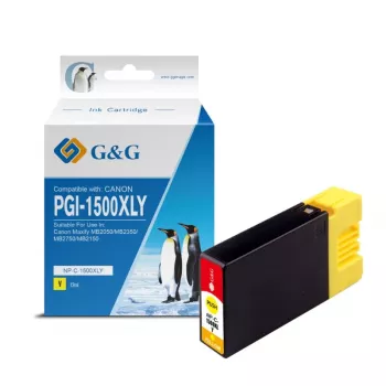 G&G yhteensopiva Canon PGI-1500XLY mustepatruuna keltainen suurikapasiteettinen