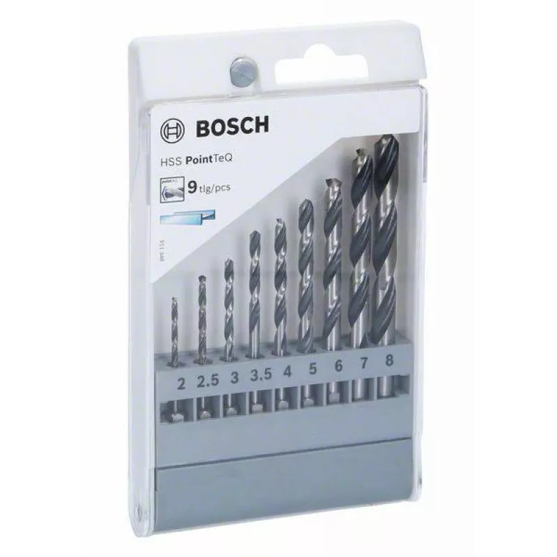 Bosch HSS PointTeQ -metalliporanteräsarja, 9-osainen, 2-10 mm, kierreporanterä 2607002826