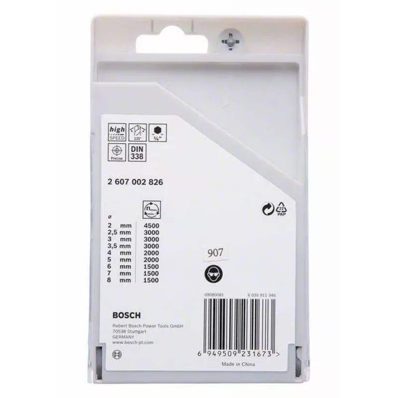 Bosch HSS PointTeQ -metalliporanteräsarja, 9-osainen, 2-10 mm, kierreporanterä 2607002826