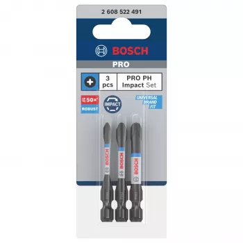 Bosch 2608522491 Phillips PH2 -ruuvauskärkisarja, 3 kpl, 25 mm, 1/4 tuuman kuusioistukka