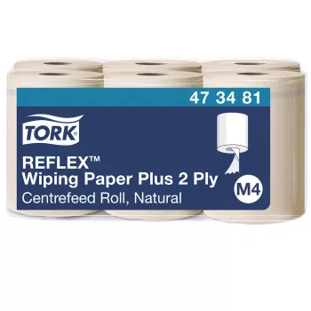 Tork Reflex Advanced M4 Centrefeed puhdistuspaperirullat, 2-kerroksinen, luonnonvalkoinen, 429 arkkia, 6 rullaa 473481