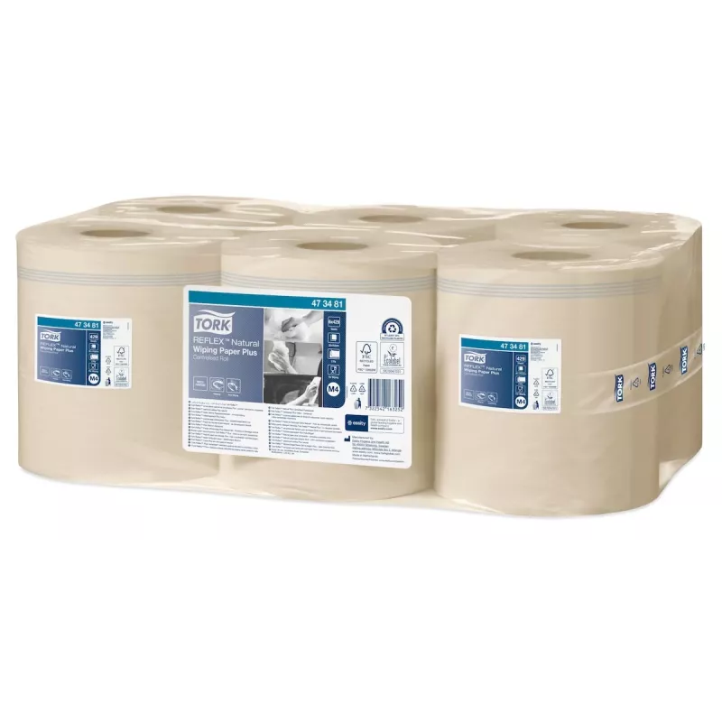 Tork Reflex Advanced M4 Centrefeed puhdistuspaperirullat, 2-kerroksinen, luonnonvalkoinen, 429 arkkia, 6 rullaa 473481