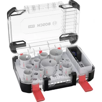 Bosch 2608594426 Progressor for Wood and Metal 11-osainen reikäsahasarja (20-76 mm) Power Change -sovittimilla ja ohjausporilla