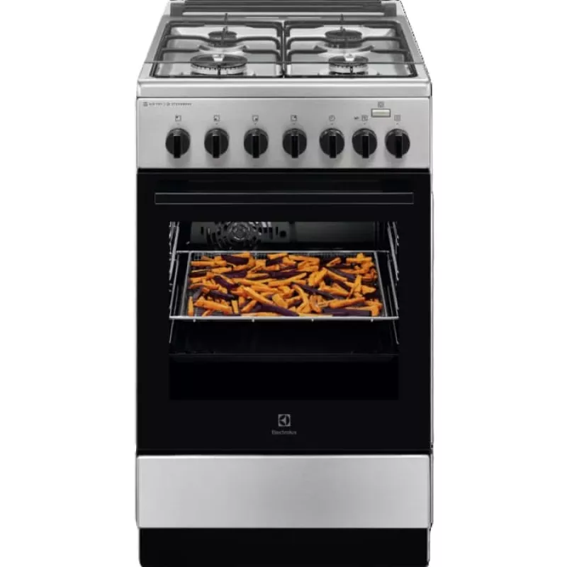 Electrolux LKK560010X 600 Series vapaasti seisova kaasuliesi sähköuunilla, musta, 50 cm