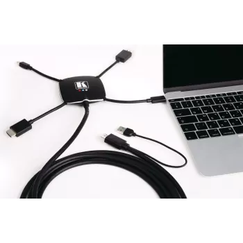 Kramer K-SPIDER moniformaatti esityssovitinkaapeli - HDMI/DisplayPort/Mini DisplayPort/USB-C HDMI/USB - 3,05 m - 4K aktiivinen 91-00015599