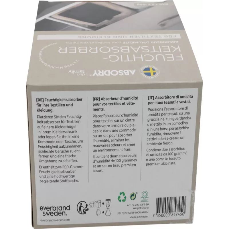 Absodry Duo Family kosteudenpoistaja vaatteille ja tekstiileille, 2x 100 g (220-dft-e8)