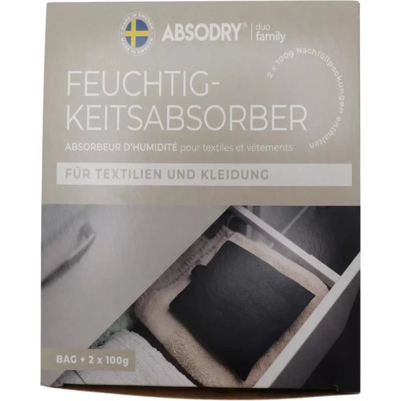 Absodry Duo Family kosteudenpoistaja vaatteille ja tekstiileille, 2x 100 g (220-dft-e8)