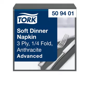 TORK Soft Dinner Advanced antrasiitti 3-kerroksiset lautasliinat 39 x 39,5 cm, 100 kpl (509401)