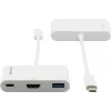 Kramer ADC-U31C/M2 USB-C-moniporttiadapteri – 4K HDMI, USB-A, USB-C PD, 17 cm, valkoinen 99-97210004