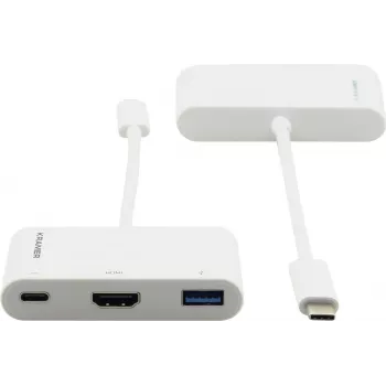 Kramer ADC-U31C/M2 USB-C-moniporttiadapteri – 4K HDMI, USB-A, USB-C PD, 17 cm, valkoinen 99-97210004