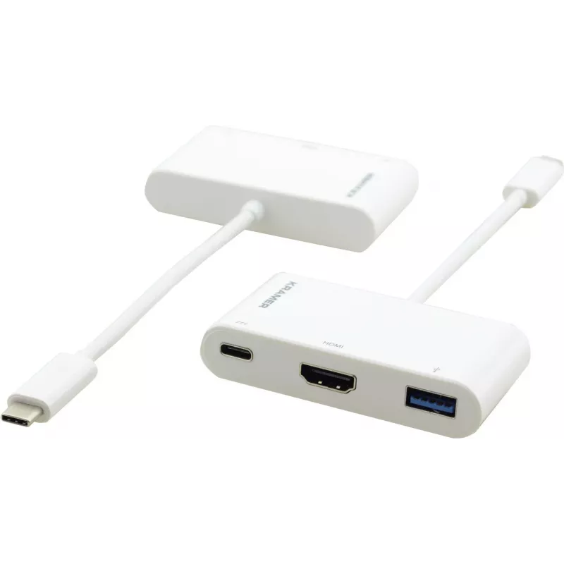 Kramer ADC-U31C/M2 USB-C-moniporttiadapteri – 4K HDMI, USB-A, USB-C PD, 17 cm, valkoinen 99-97210004
