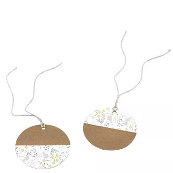 Artoz paperiset lahjatagit ruskea valkoinen Hangtag Set Kraft pyöreä 6,5 cm 6 kpl (144500-255)
