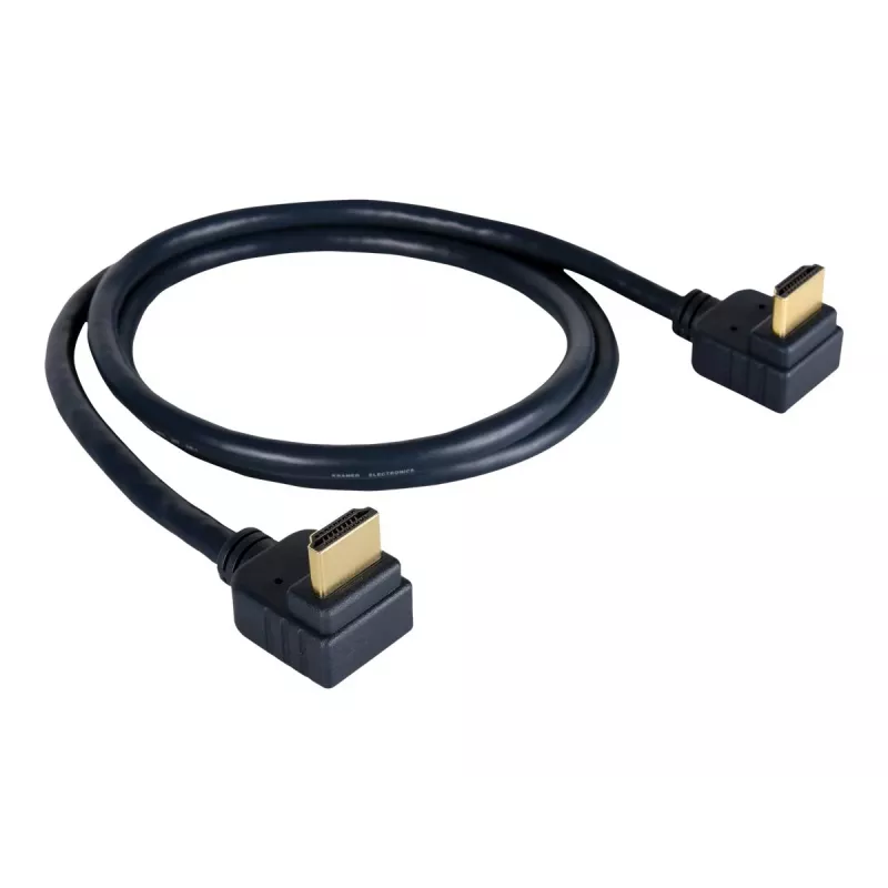 Kramer C-HM/RA2-3 High-Speed HDMI-kaapeli Ethernetillä, kulmikas–kulmikas, 0,9 m, harmaa, 4K-tuki 97-0144003
