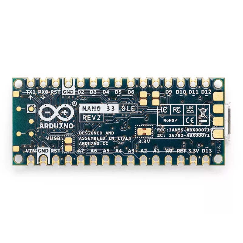 Arduino Nano 33 BLE Rev2 -kortti ABX00071 nRF52840 Cortex-M4 ja BLE 5.0