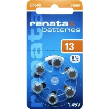 Renata ZA13.DP6 0HG sinkki-ilma kuulokojeen paristo PR48, 1,4 V, 305 mAh, 6 kpl:n pakkaus