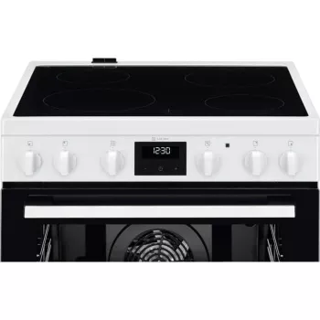 Electrolux LKR64023AW vapaasti seisova sähköliesi keraamisella keittotasolla, 4 aluetta, 58L uuni, valkoinen