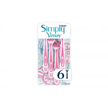 Gillette Simply Venus 3 kertakäyttöinen naisten partahöylä, 3 terää, MoistureRich-nauha, 6 kpl 8006540826997
