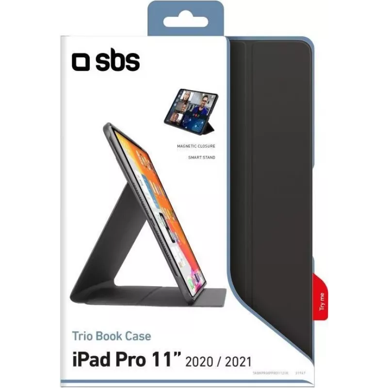 SBS Book Case Pro Folio iPad Pro 11 tuuman ja iPad Air 10,9 tuuman suojakotelo - musta TABKPROIPPRO1121K